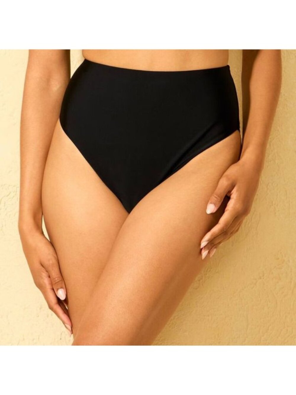 NEW Shade & Shore Cheeky Coverage High Waist Bikini Bottom - Black S